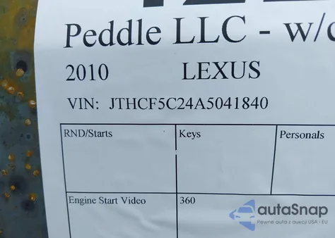 2010 Lexus Is 250 from USA, damaged, VIN JTHCF5C24A5041840